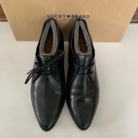 Lucky Brand Womens LK Erreka Black Leather lace up Oxford shoes US 8.5 M - Picture 4 of 10